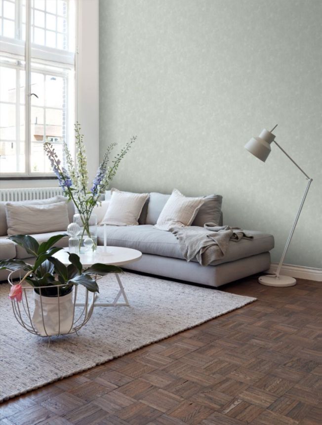 Šedozelená vliesová tapeta na zeď, imitace stěrky 148721, Blush, Esta Home