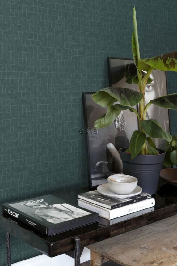 Vliesová zelená tapeta na zeď- imitace kůže 139188, Paradise, Esta Home