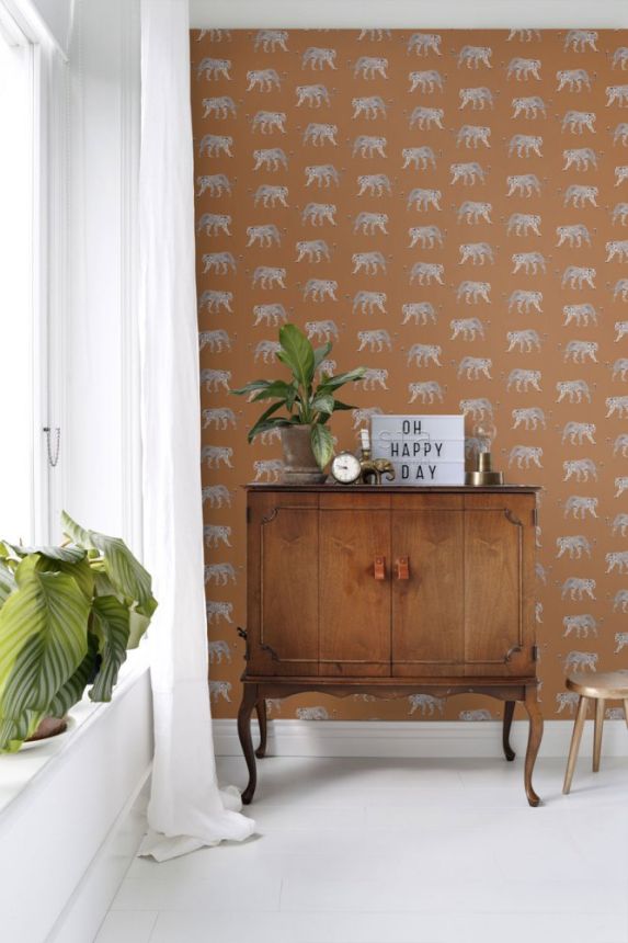 Vliesová tapeta hnědá s leopardy 139178, Paradise, Esta Home