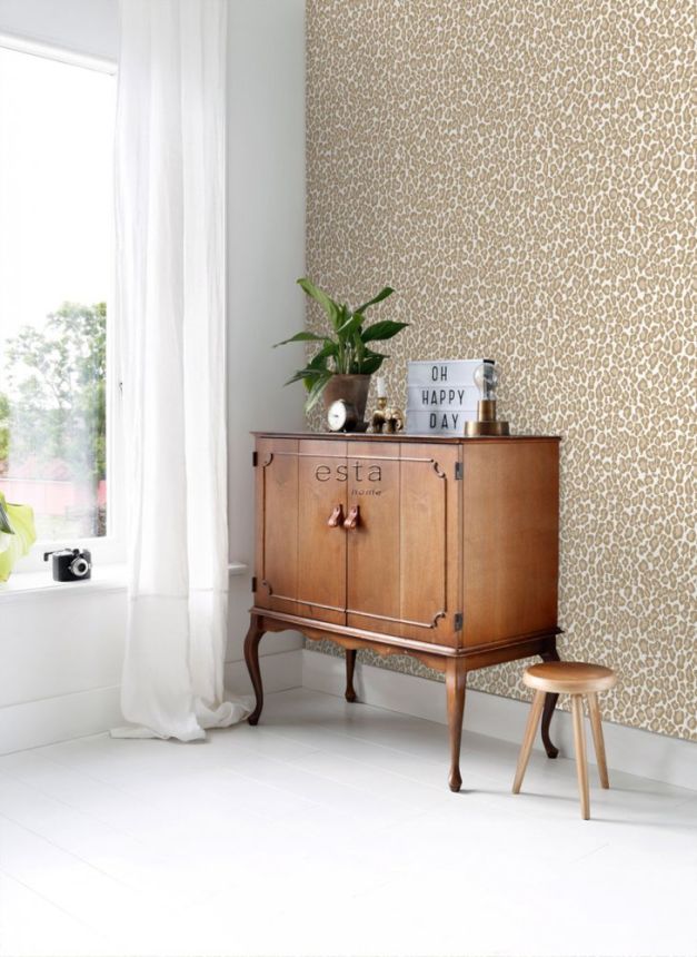 Vliesová béžová tapeta - imitace leopardí kůže 139151, Paradise, Esta Home