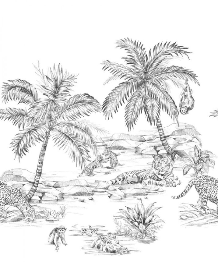 Vliesová obrazová tapeta - zvířata, palmy, safari - 357223, 250x279cm, Precious, Origin
