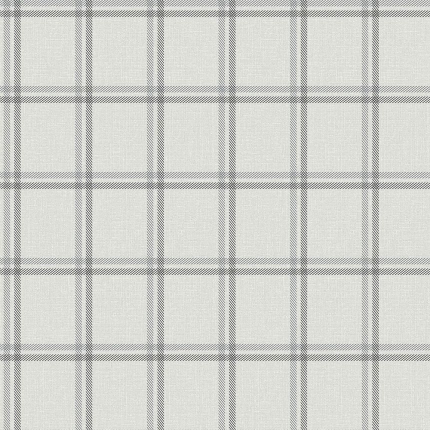 Vliesová tapeta na zed imitace látky, šedé káro 347621, Natural Fabrics, Origin