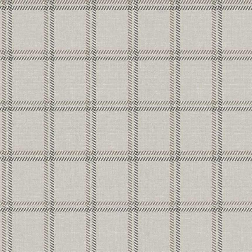 Vliesová tapeta na zed imitace látky, šedobéžové káro 347620, Natural Fabrics, Origin