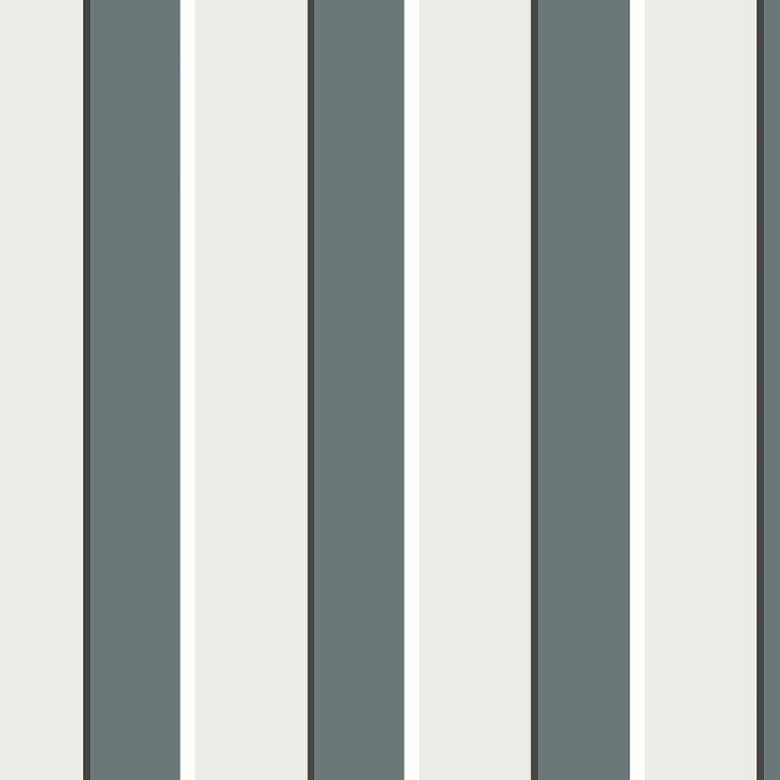 Tmavá tyrkysová vliesová tapeta s pruhy 6508-3, Batabasta, ICH Wallcoverings