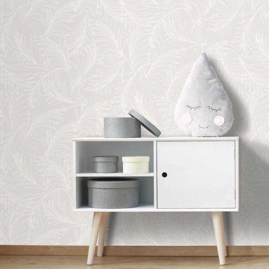 Béžová vliesová tapeta na zeď, palmové listy 6507-2, Batabasta, Mika, ICH Wallcoverings