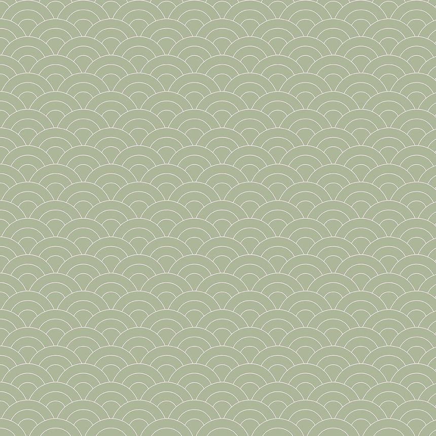Zelená vliesová tapeta na zeď, obloukový vzor 6506-3, Batabasta, ICH Wallcoverings