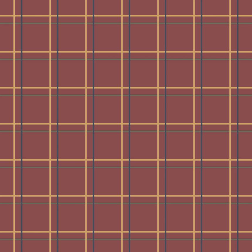 Červená geometrická vliesová tapeta, tartan 6505-4, Batabasta, ICH Wallcoverings