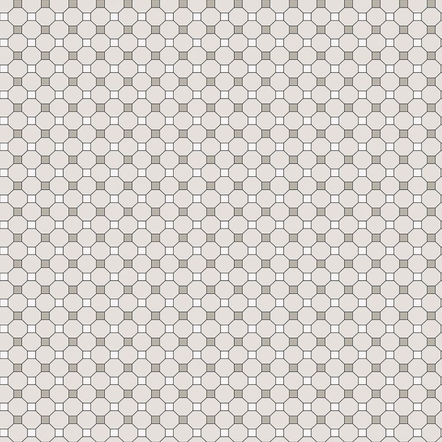 Šedá vliesová tapeta na zeď, mozaika 6504-2, Batabasta, ICH Wallcoverings