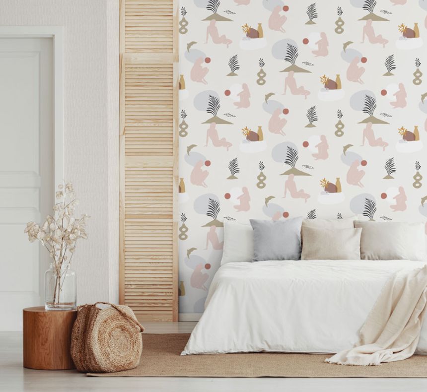 Béžová vliesová tapeta na zeď, ženy na pláži 6503-4, Batabasta, ICH Wallcoverings
