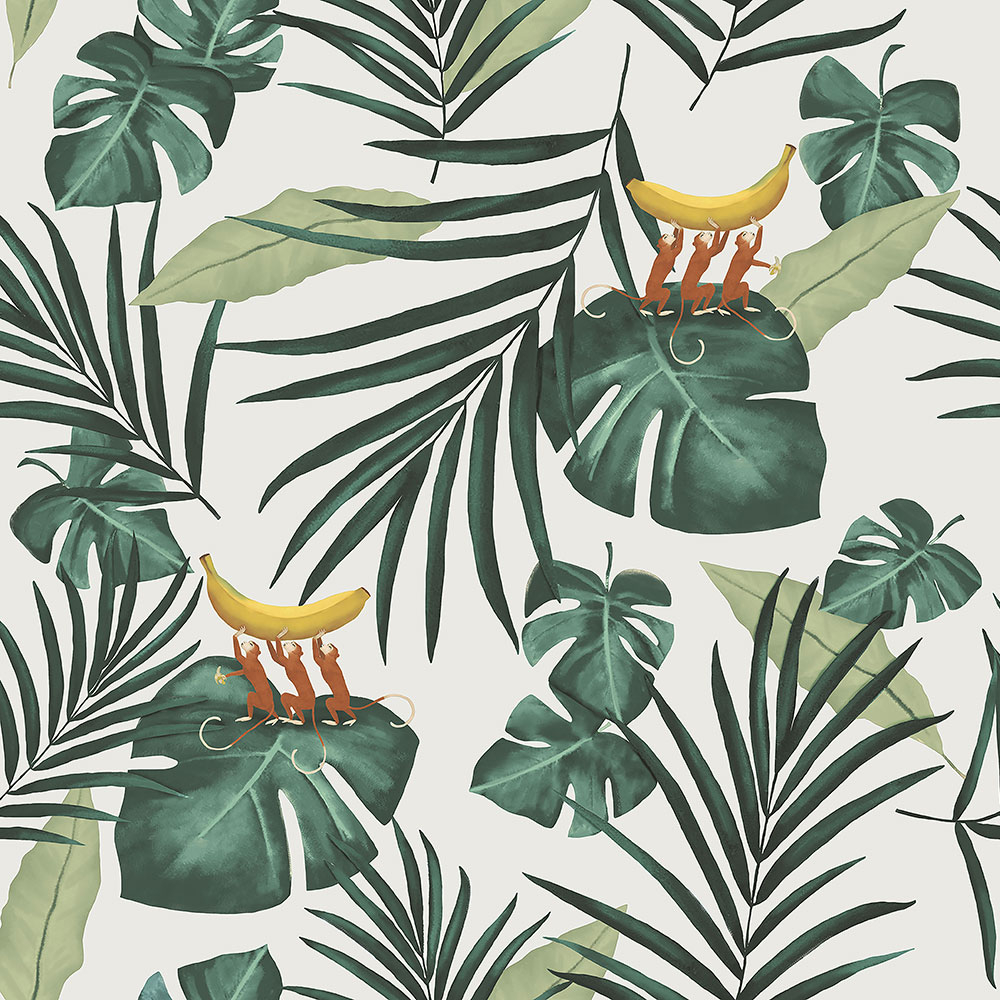 Vliesová tapeta na zeď, listy, opice 6502-2, Batabasta, ICH Wallcoverings