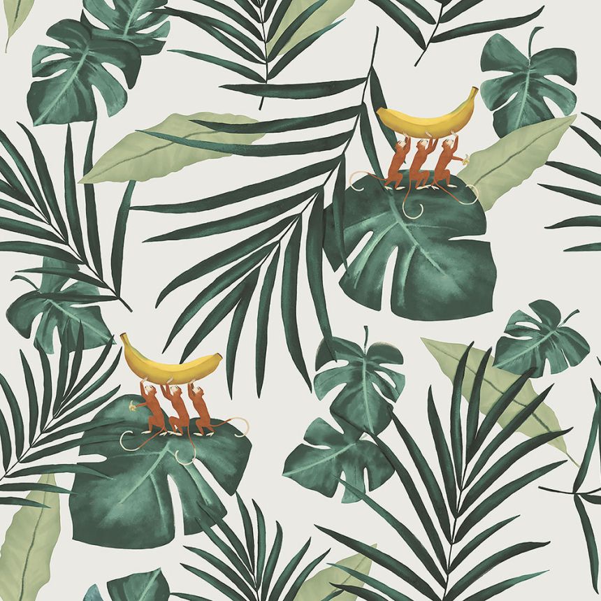 Vliesová tapeta na zeď, listy, opice 6502-2, Batabasta, ICH Wallcoverings