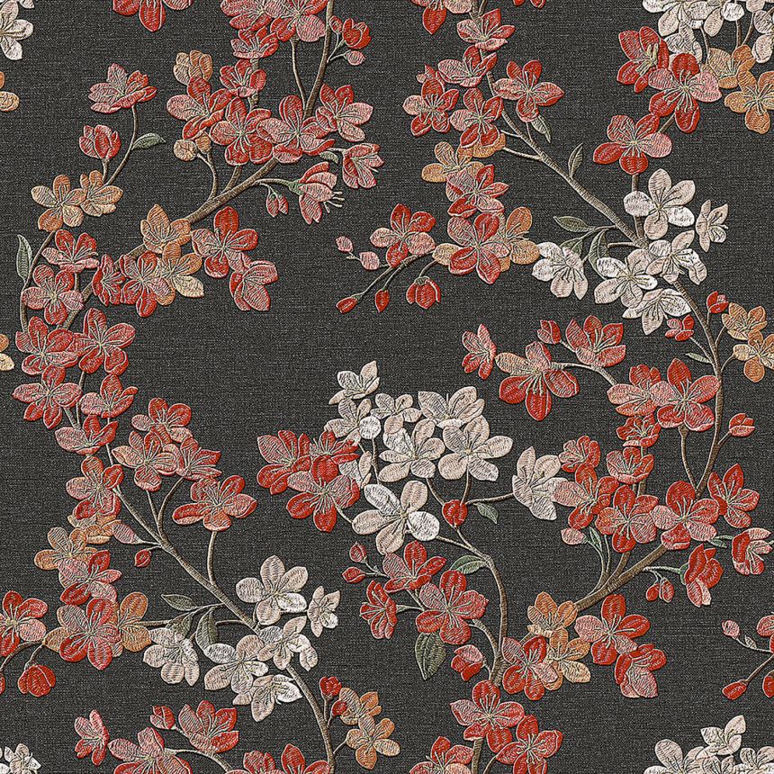 Luxusní černá vliesová tapeta na zeď květiny GR322207, Grace, Design ID