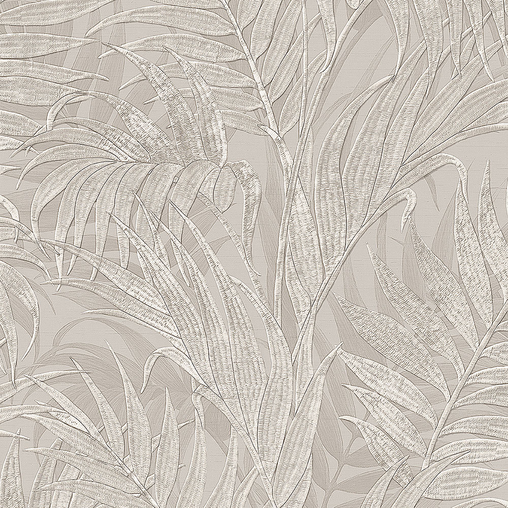 Luxusní šedostříbrná vliesová tapeta, palmové listy GR322103, Grace, Design ID