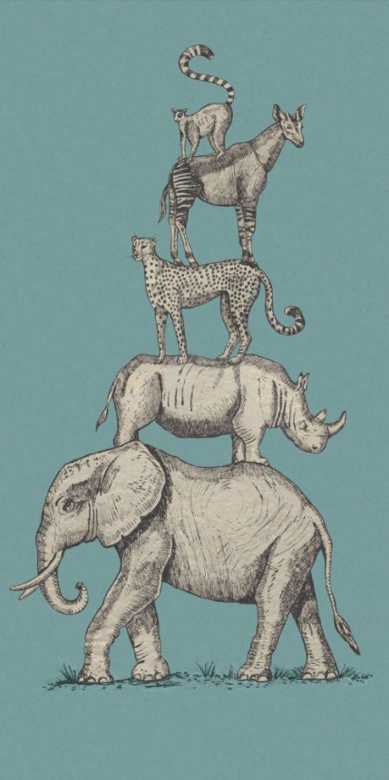 Dětská obrazová vliesová tapeta 399114, Safari Stack, 139,5 x 280 cm, Mini Me, Eijffinger