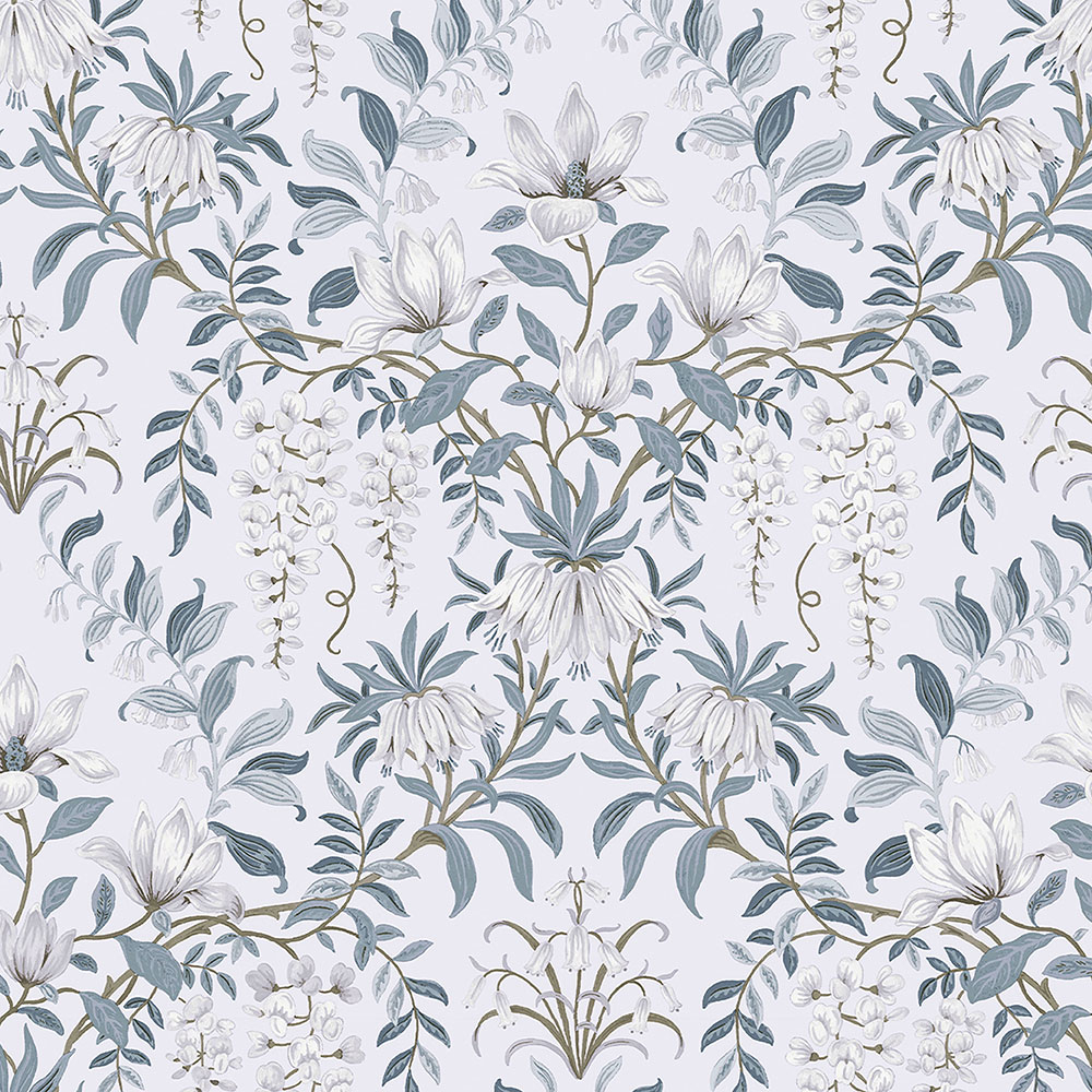 Vliesová tapeta na zeď, šedo-modrá, květiny, 113405, Laura Ashley Signature