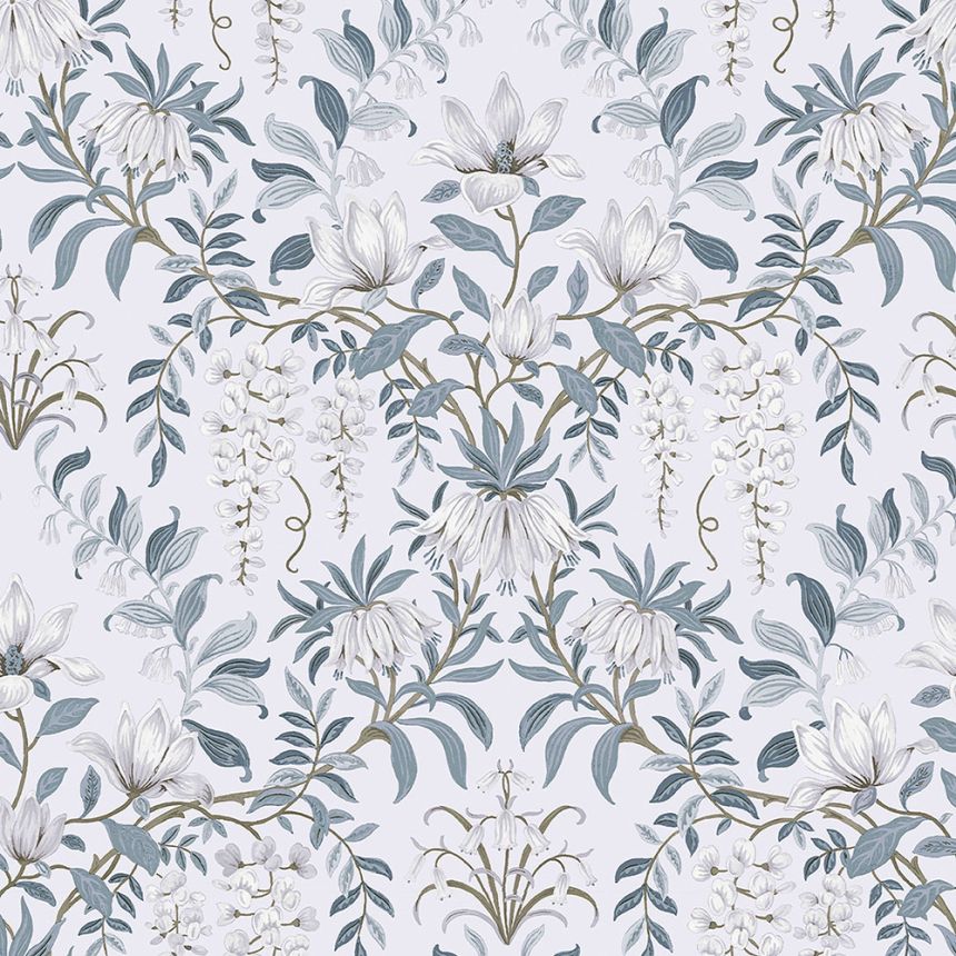 Vliesová tapeta na zeď, šedo-modrá, květiny, 113405, Laura Ashley Signature
