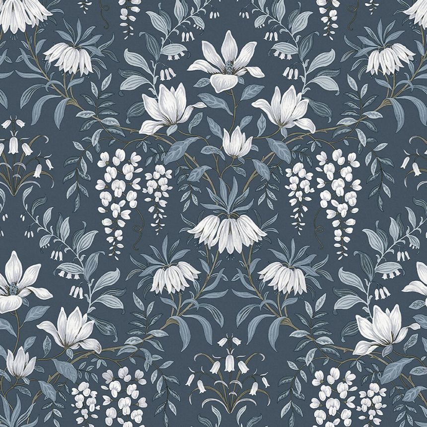 Vliesová tapeta na zeď, modrá, květiny, 113404, Laura Ashley Signature