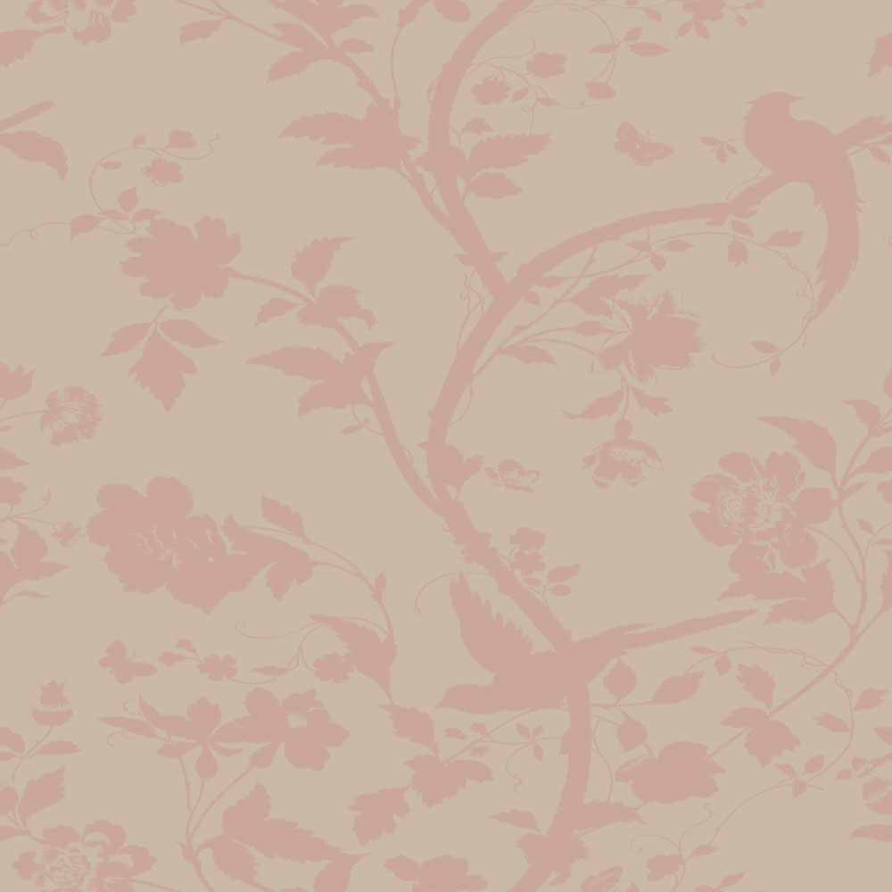 Vliesová tapeta na zeď s růžovými květinami a ptáčky 113389, Laura Ashley, Graham & Brown