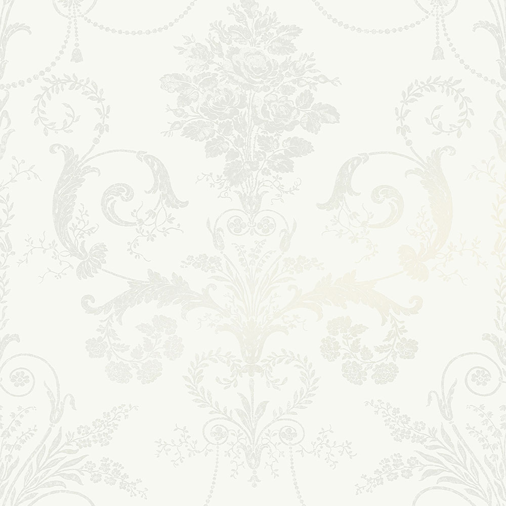 Zámecká vliesová tapeta na zeď, bílo- šedá, 113382, Laura Ashley Signature