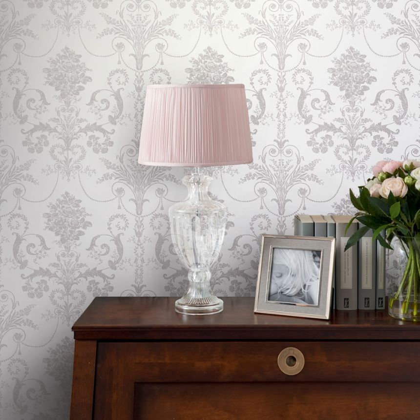 Zámecká vliesová tapeta na zeď, bílo-šedá, 113385, Laura Ashley Signature