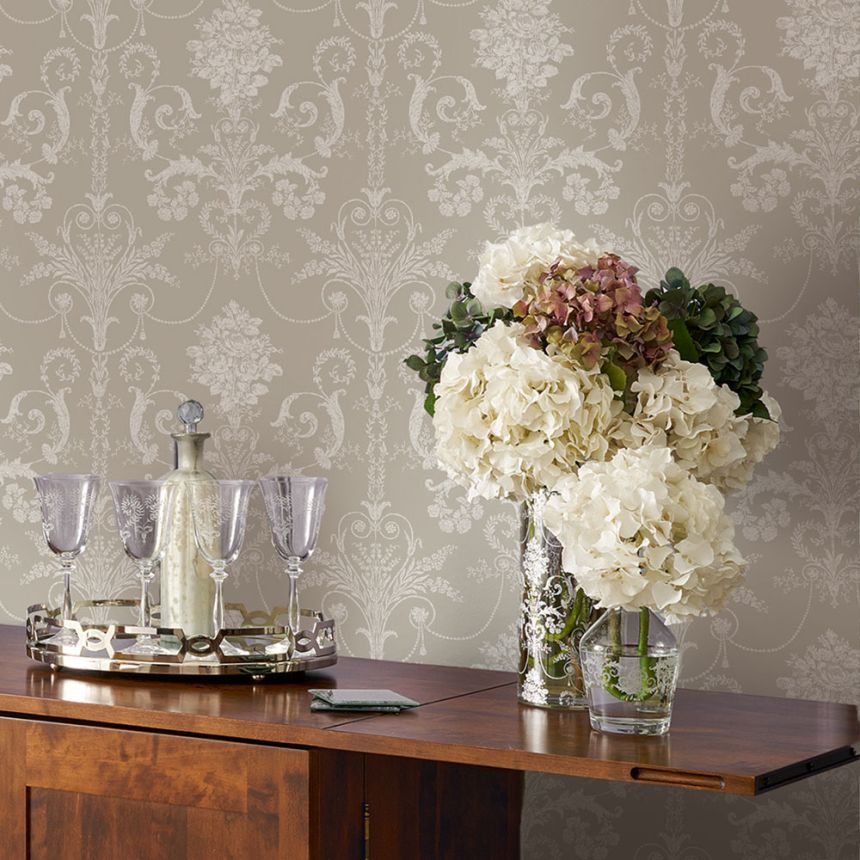 Zámecká vliesová tapeta na zeď, šedá, 113378, Laura Ashley Signature
