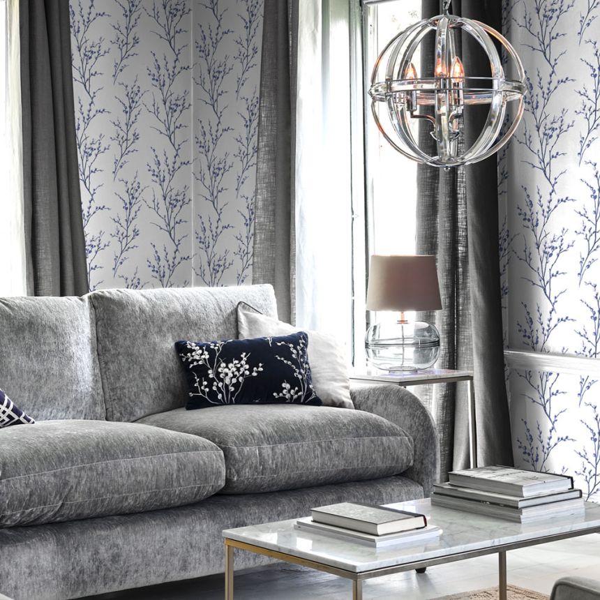 Vliesová tapeta na zeď, bílá, větvičky, 113360, Laura Ashley Signature