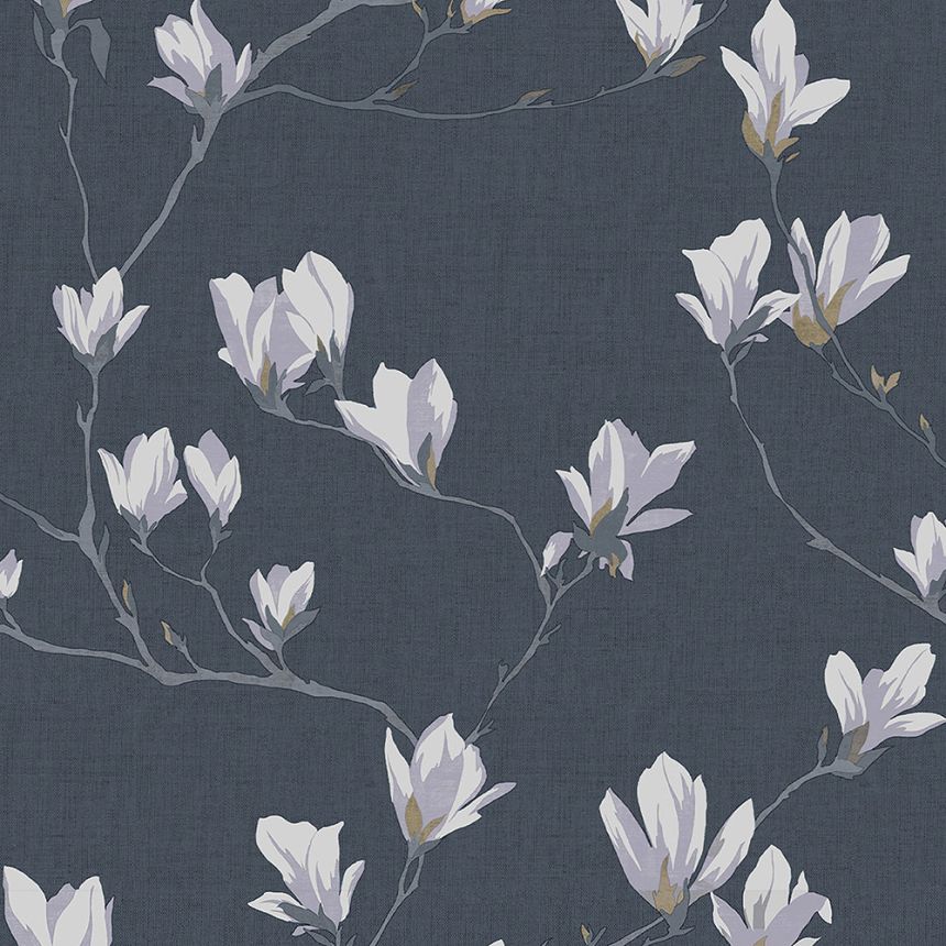 Vliesová tapeta na zeď, modrá, květy magnólií 113355, Laura Ashley Signature