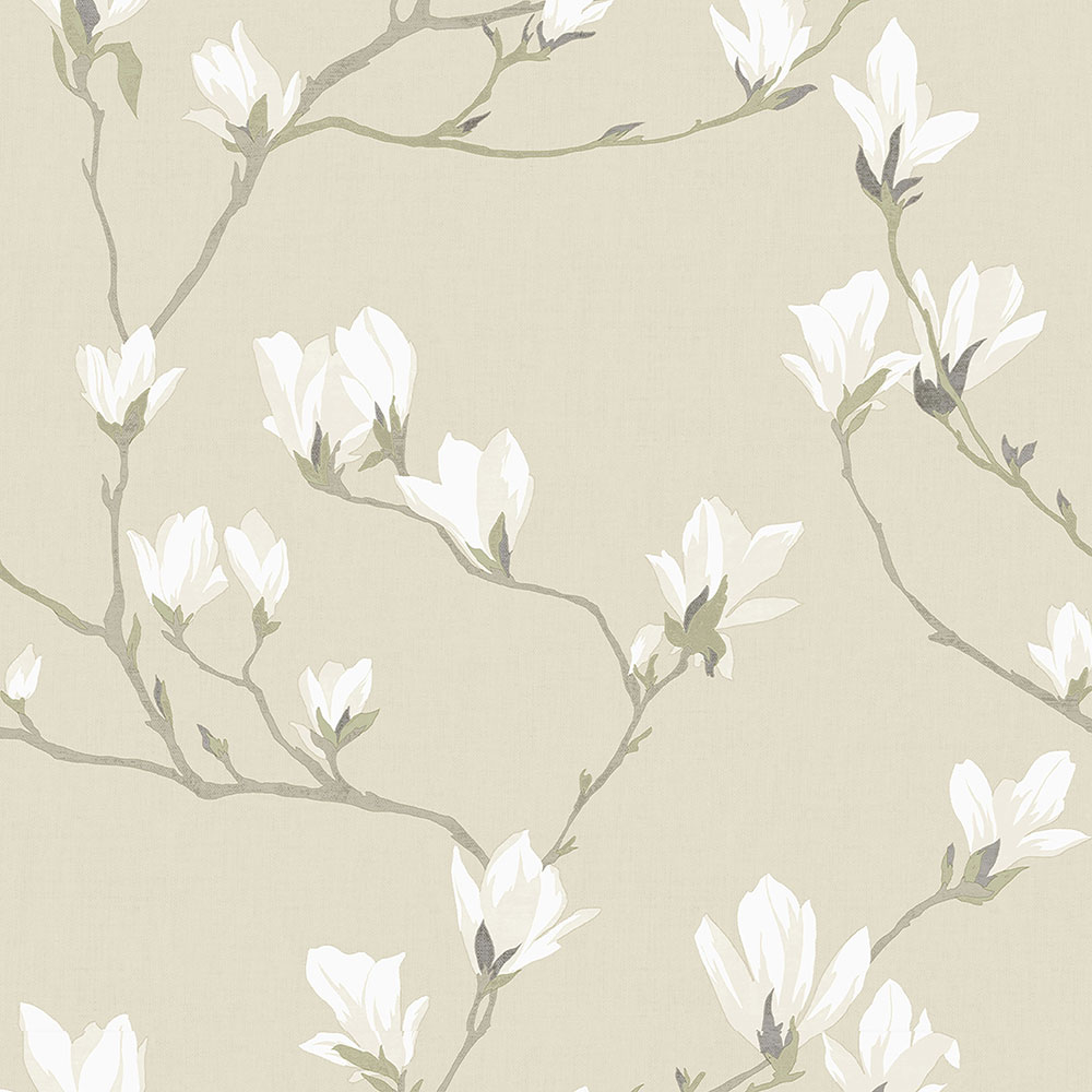 Vliesová tapeta na zeď, béžová, květy magnólií, 113353, Laura Ashley Signature
