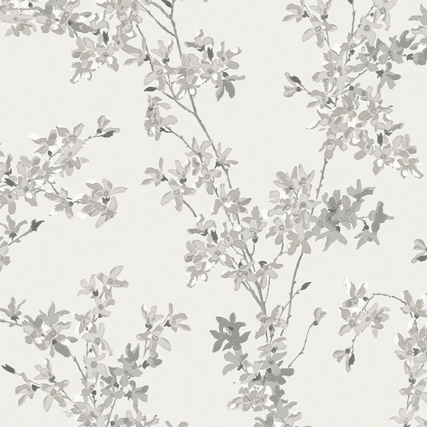 Vliesová tapeta na zeď, šedá, větvičky zlatého deště, 113349, Laura Ashley Signature