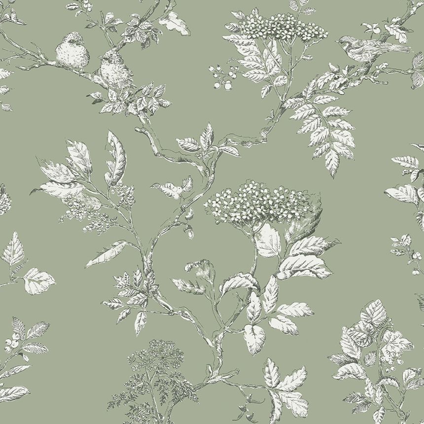 Vliesová tapeta na zeď, zelená,  větvičky, 113348, Laura Ashley Signature