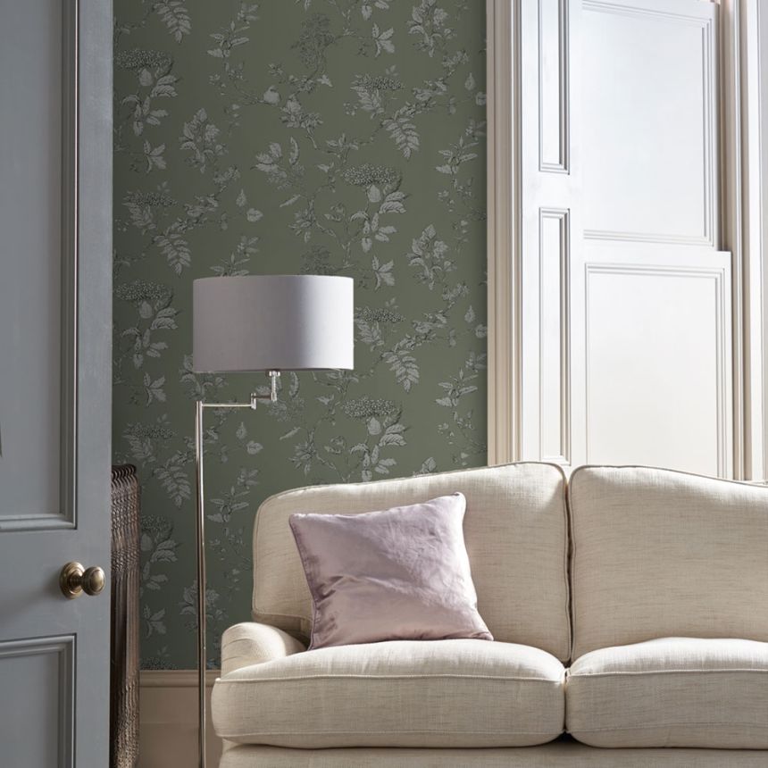 Vliesová tapeta na zeď, zelená,  větvičky, 113348, Laura Ashley Signature