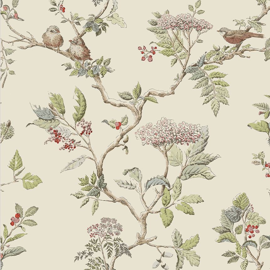 Vliesová tapeta na zeď, krémová, větvičky 113346, Laura Ashley Signature