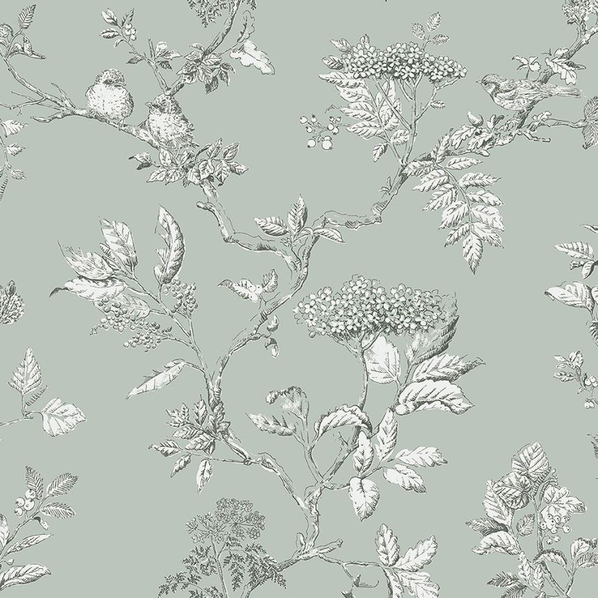Vliesová tapeta na zeď, zelená, větvičky, 113345, Laura Ashley Signature