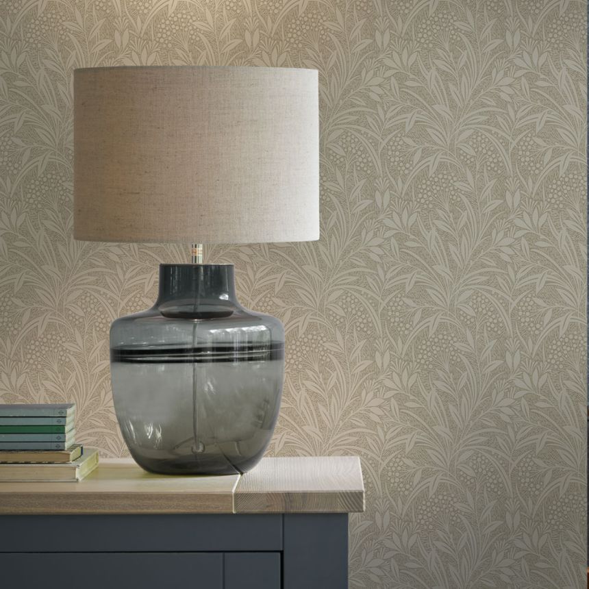 Vliesová tapeta na zeď, béžová, listy, 113340, Laura Ashley Signature