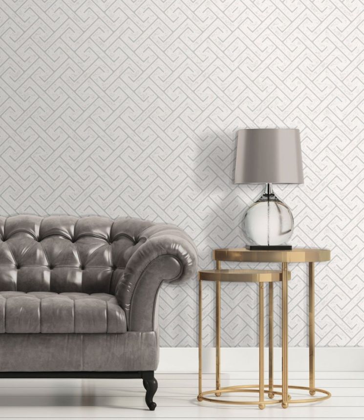 Šedá geometrická vliesová tapeta na zeď, M54901, Adéle, Ugépa