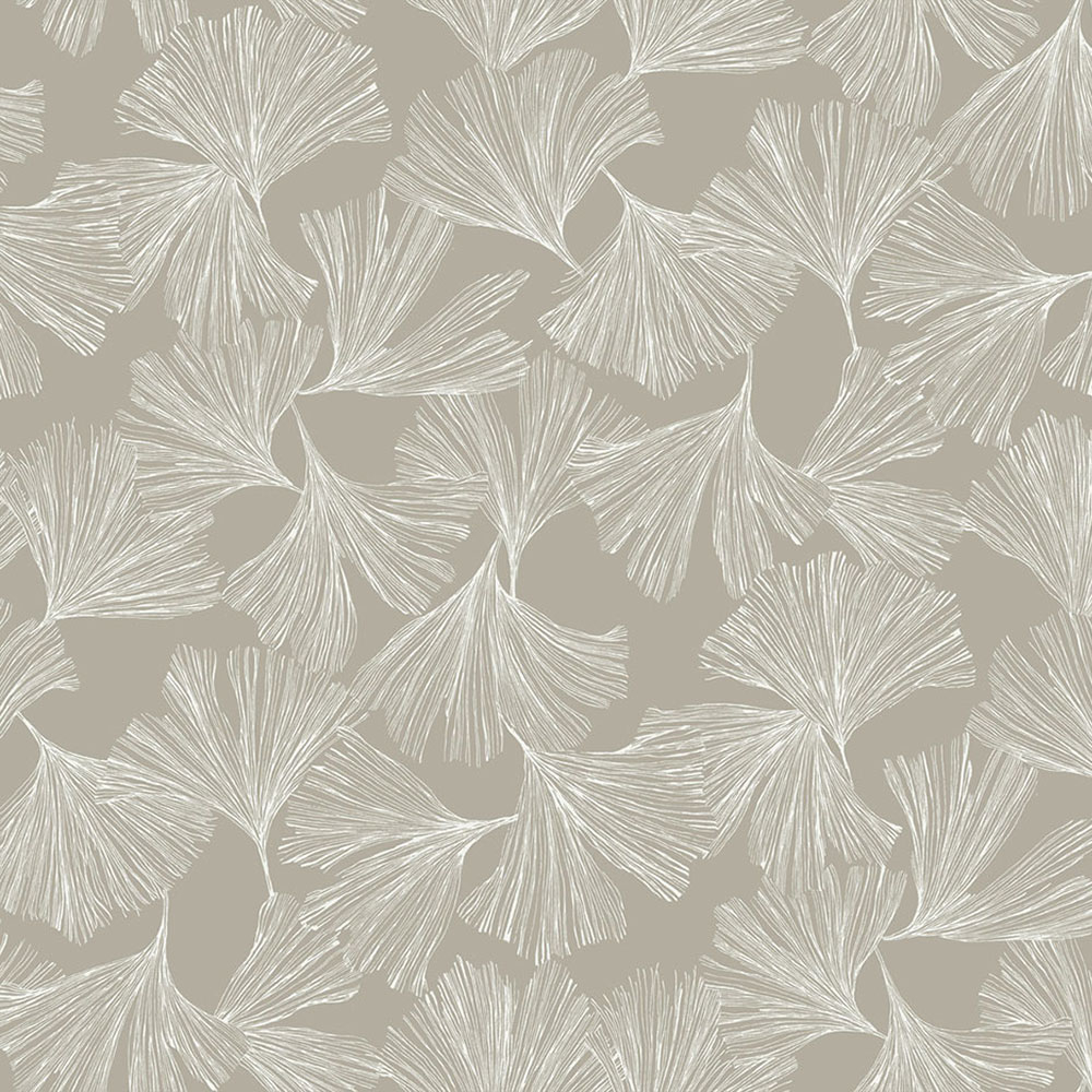 Béžová vliesová tapeta na zeď, bílé listy ginkga DD3746, Dazzling Dimensions 2, York