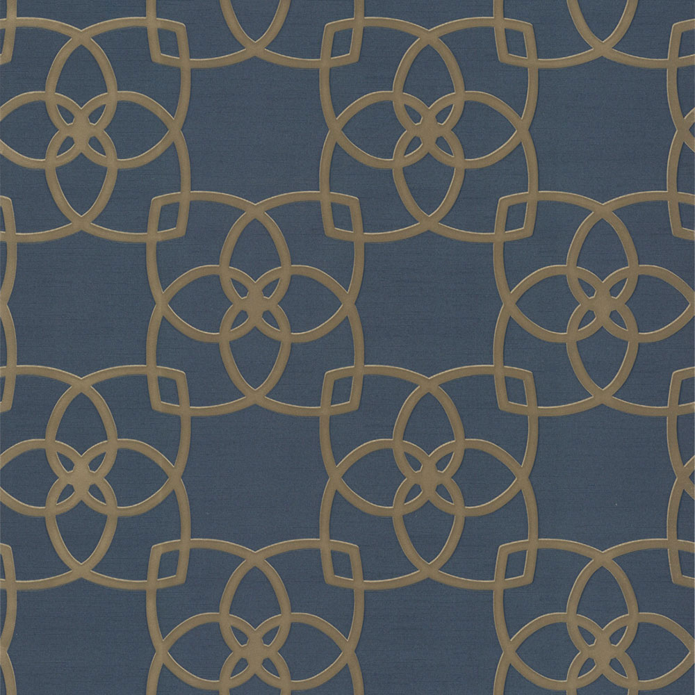 Luxusní modrá vliesová tapeta, zlaté ornamenty DD3711, Dazzling Dimensions 2, York
