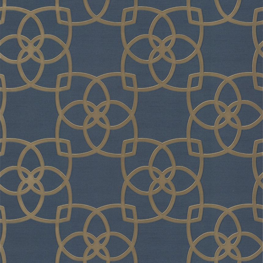 Luxusní modrá vliesová tapeta, zlaté ornamenty DD3711, Dazzling Dimensions 2, York