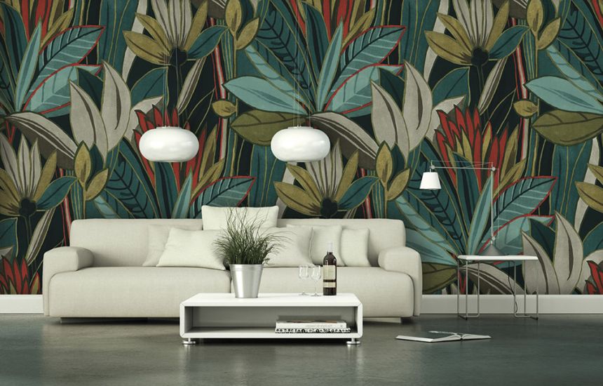 Vliesová obrazová tapeta, Listy, Z66871, 5,10 X 3 m, Satin Flowers, Zambaiti Parati