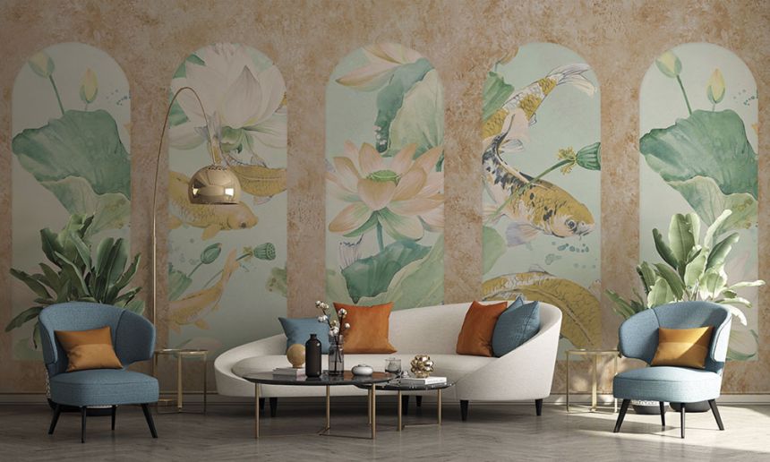 Vliesová obrazová tapeta, Podloubí s vodní plochou, Z66869, 5,10 X 3 m, Satin Flowers, Zambaiti Parati