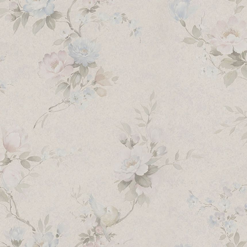 Béžová vliesová tapeta na zeď květiny, Z66861, Satin Flowers, Zambaiti Parati