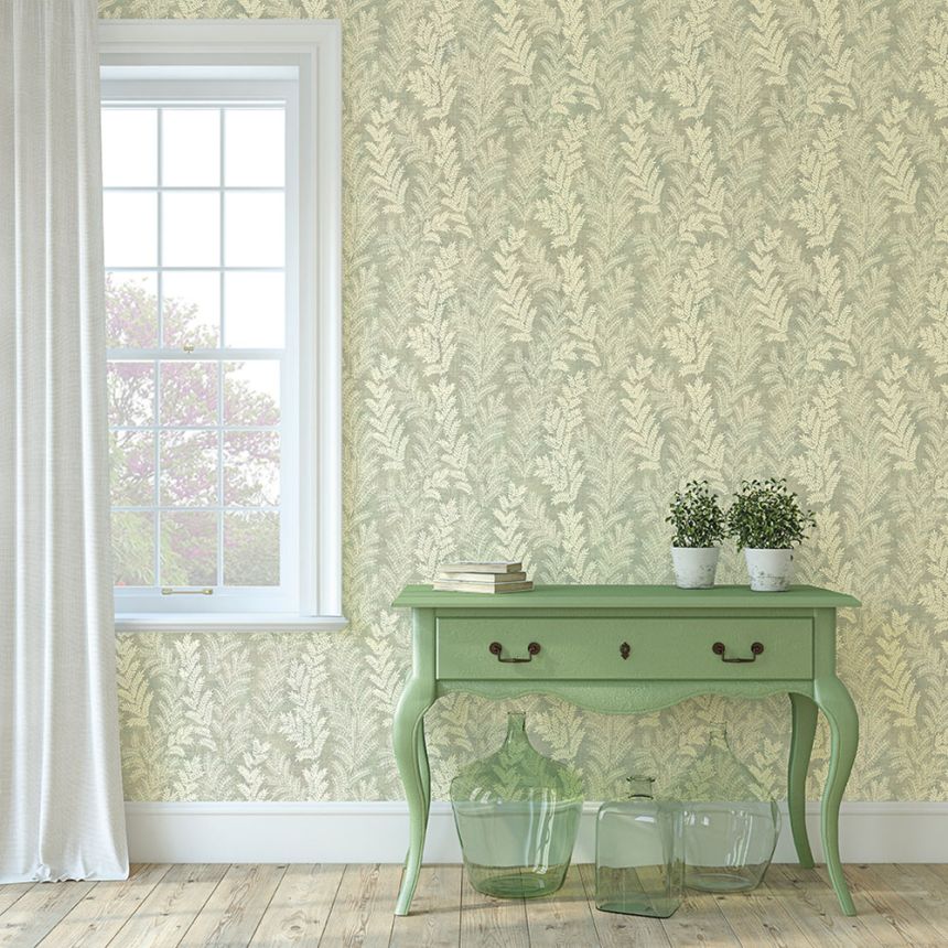 Zelená vliesová tapeta na zeď, Listy, Z66811, Satin Flowers, Zambaiti Parati