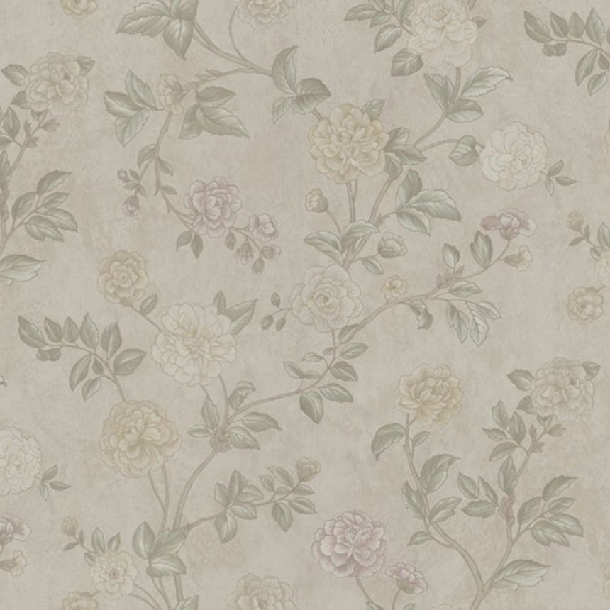 Béžová vliesová tapeta na zeď květiny, Z66801, Satin Flowers, Zambaiti Parati