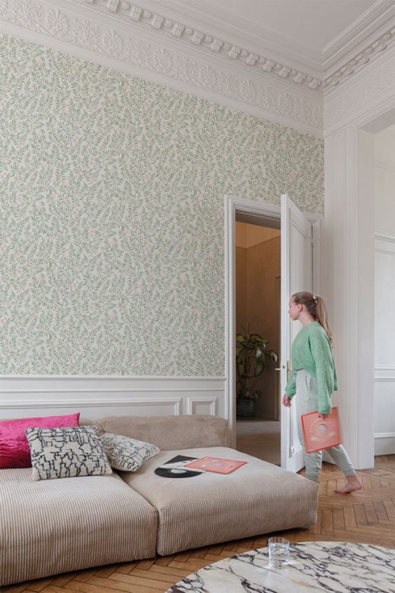 Zelená vliesová tapeta na zeď - větvičky, listy MN3409, Maison, Grandeco