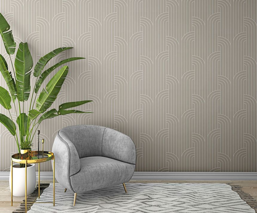 Luxusní šedo-béžová geometrická vliesová tapeta na zeď Z76018, Vision, Zambaiti Parati