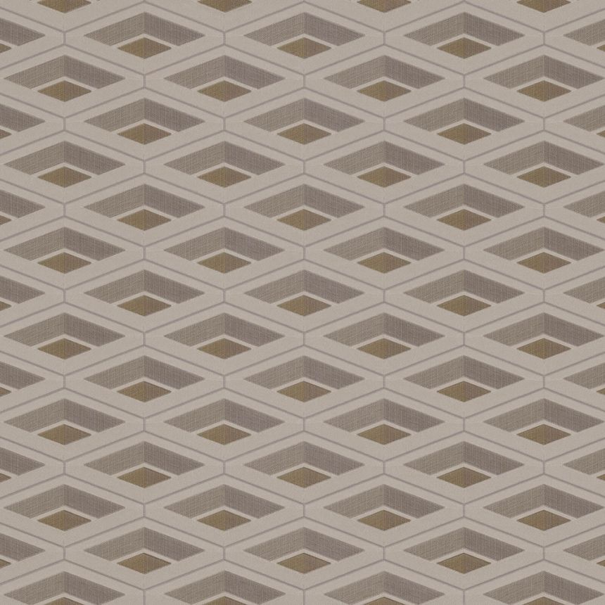 Metalická šedo-béžová geometrická vliesová tapeta na zeď Z76016, Vision, Zambaiti Parati