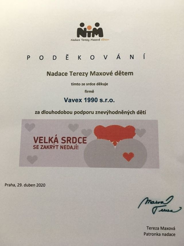 Děkujeme Vám, že nám pomáháte pomáhat.